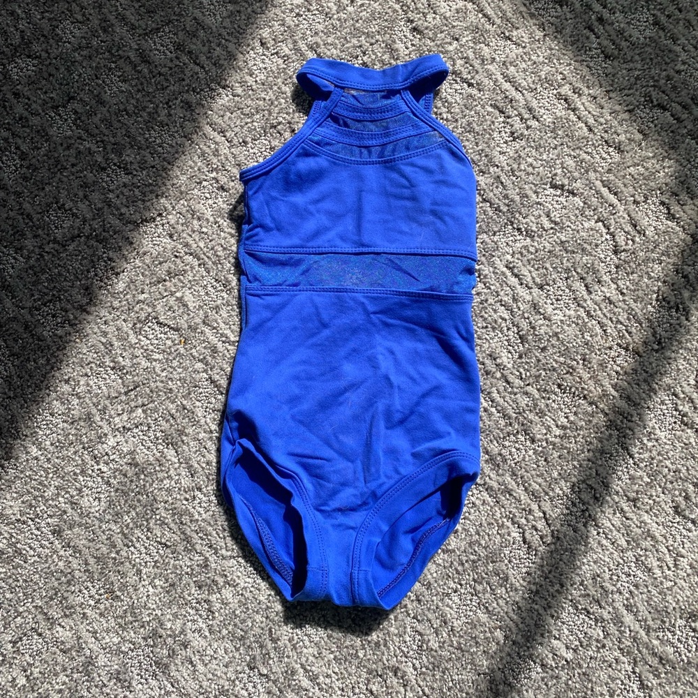 Beautiful Blue Dance Leotard with Sheer Detailing